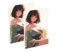 Amooorous A5 size Japanese Sexy Anime Girl bound notebook 8.3" x 5.7", hard cover subject notebooks college ruled 60 sheets for school&office 2 pack