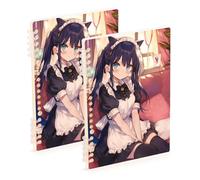 Amooorous A5 size Japanese Sexy Girl Anime orange spiral notebook 8.3" x 5.7", wire-bound wide ruled spiral notebook 60 sheets for travel&writing 2 pack