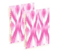 Amooorous A5 size Light Pink Ikats White notebooks spiral 8.3" x 5.7", sturdy subject spiral notebook college 60 sheets for school&office 2 pack