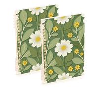 Amooorous A5 size Lovely White Daisy Flowers ruled notebook 8.3" x 5.7", sturdy subject notebooks college ruled 60 sheets for diary&to do list 2 pack