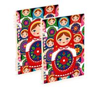 Amooorous A5 size Matryoshka Russian Nesting Doll bound notebooks 8.3" x 5.7", wire-bound subject college ruled spiral 60 sheets for travel&writing 2 pack
