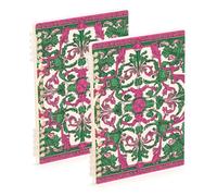 Amooorous A5 size Middle Eastern Style Flora and Green orange spiral notebook 8.3" x 5.7", sturdy composition notebook wide ruled 60 sheets for diary&to do list 2 pack