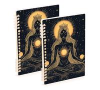 Amooorous A5 size Muse Moon Godness Boho Gothic composition notebook 8.3" x 5.7", wire-bound subject spiral notebook college 60 sheets for travel&writing 2 pack