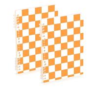 Amooorous A5 size Orange and White American Plaid lined notebook 8.3" x 5.7", hard cover subject notebooks college ruled 60 sheets for school&office 2 pack