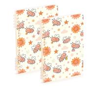 Amooorous A5 size Orange Sunflower Busy Bees journaling notebooks 8.3" x 5.7", sturdy college ruled spiral notebook 60 sheets for school&office 2 pack