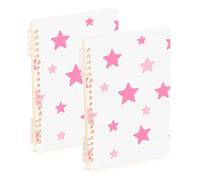 Amooorous A5 size Pink Star ruled notebook paper 8.3" x 5.7", wire-bound single subject spiral notebook 60 sheets for planner&business 2 pack