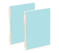 Amooorous A5 size Powder Blue Solid Color Pure Plain notebooks college 8.3" x 5.7", hard cover spiral notebooks wide ruled 60 sheets for working&classroom 2 pack