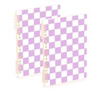 Amooorous A5 size Purple and White American Plaid composition notebook 8.3" x 5.7", hard cover composition notebook wide ruled 60 sheets for planner&business 2 pack