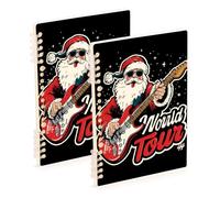 Amooorous A5 size Rocking Santa Christmas large notebooks 8.3" x 5.7", wear-resistant subject college ruled notebook 60 sheets for planner&business 2 pack