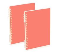 Amooorous A5 size Salmon Solid Color Pure Plain Peach school notebook 8.3" x 5.7", wire-bound subject spiral notebook wide 60 sheets for school&office 2 pack