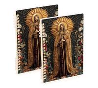 Amooorous A5 size Santa Sun Flowers Gothic school notebooks 8.3" x 5.7", wear-resistant composition notebook wide ruled 60 sheets for school&office 2 pack