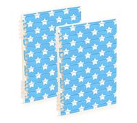 Amooorous A5 size Seamless Blue Aesthetics Stars Blue orange spiral notebook 8.3" x 5.7", wire-bound subject college ruled spiral 60 sheets for travel&writing 2 pack