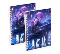 Amooorous A5 size Sexy Anime Play Piano bound notebooks 8.3" x 5.7", sturdy wide ruled spiral notebook 60 sheets for school&office 2 pack