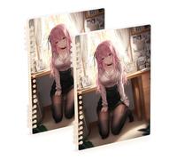 Amooorous A5 size Sexy Girl Anime notebook spiral 8.3" x 5.7", wire-bound school supplies for college 60 sheets for school&office 2 pack