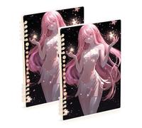 Amooorous A5 size Sexy Peach Cartoon Anime Girl notebooks for school 8.3" x 5.7", wire-bound single subject spiral notebook 60 sheets for school&office 2 pack