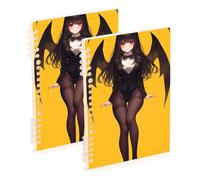 Amooorous A5 size Sexy Rabbit Girl Anime bound notebooks 8.3" x 5.7", wire-bound subject notebooks college ruled 60 sheets for travel&writing 2 pack