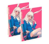 Amooorous A5 size Sexy White Rabbit Girl spiral notebooks college 8.3" x 5.7", sturdy subject spiral notebook college 60 sheets for working&classroom 2 pack