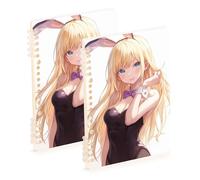 Amooorous A5 size Sexy Yellow Hair Bunny Anime bound notebooks 8.3" x 5.7", hard cover single subject spiral notebook 60 sheets for travel&writing 2 pack