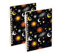 Amooorous A5 size Space Star Nebula Black journaling notebooks 8.3" x 5.7", wire-bound college ruled spiral notebook 60 sheets for planner&business 2 pack