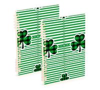 Amooorous A5 size St Patricks Day Green Shamrock school notebook 8.3" x 5.7", hard cover wide ruled spiral notebook 60 sheets for working&classroom 2 pack