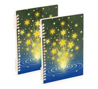 Amooorous A5 size Star Falling Into Water spiral notebook wide 8.3" x 5.7", wire-bound subject college ruled spiral 60 sheets for school&office 2 pack
