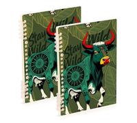 Amooorous A5 size Stay Wild Cow Mexican Style bound notebooks 8.3" x 5.7", hard cover subject spiral notebook college 60 sheets for travel&writing 2 pack