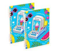 Amooorous A5 size Summer Ocean Fruit Ice Cream Cartoon Blue notebooks wide 8.3" x 5.7", wear-resistant composition notebook wide ruled 60 sheets for diary&to do list 2 pack