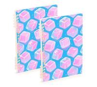 Amooorous A5 size Summer Pink Ice Cube wide ruled spiral 8.3" x 5.7", wire-bound wide ruled spiral notebook 60 sheets for planner&business 2 pack