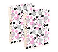 Amooorous A5 size Tennis Love Pattern Pink composition notebook 8.3" x 5.7", wear-resistant subject spiral notebook college 60 sheets for planner&business 2 pack