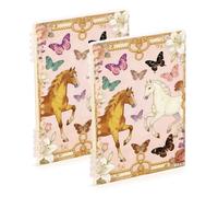 Amooorous A5 size The Starry Sky and The Black Cat notebooks for school 8.3" x 5.7", hard cover subject college ruled spiral 60 sheets for school&office 2 pack
