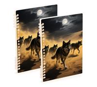 Amooorous A5 size The Wolf Of The Desert ruled notebook 8.3" x 5.7", sturdy subject college ruled notebook 60 sheets for school&office 2 pack