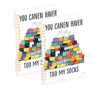 Amooorous A5 size Too Many Socks composition notebooks 8.3" x 5.7", wear-resistant subject notebooks college ruled 60 sheets for school&office 2 pack