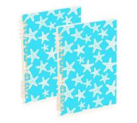 Amooorous A5 size Tropical Blue Sea Life starfishes notebooks for school 8.3" x 5.7", hard cover composition notebook wide ruled 60 sheets for travel&writing 2 pack