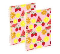 Amooorous A5 size Tropical Cute Watermelon and Strawberry Print journal notebook 8.3" x 5.7", hard cover college ruled spiral notebook 60 sheets for travel&writing 2 pack