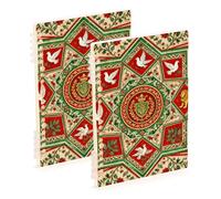Amooorous A5 size Victorian Style Flowers Birds Green Red composition notebook 8.3" x 5.7", sturdy single subject spiral notebook 60 sheets for working&classroom 2 pack