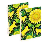 Amooorous A5 size We Are Not Going Back Cat Sunflower school notebooks 8.3" x 5.7", wire-bound subject spiral notebook college 60 sheets for working&classroom 2 pack