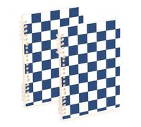 Amooorous A5 size White and Blue American Plaid spiral notebooks 8.3" x 5.7", wire-bound composition notebook wide ruled 60 sheets for planner&business 2 pack