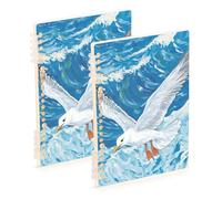 Amooorous A5 size White Gull Flying over The Sea school notebook 8.3" x 5.7", wear-resistant wide ruled spiral notebook 60 sheets for planner&business 2 pack
