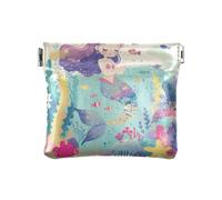 Amooorous Adorable Cartoon Mermaid Women's Leather Coin Change Purse Unique Mini Cosmetic Case for Men Women Travel, Adorable cartoon mermaid, One Size