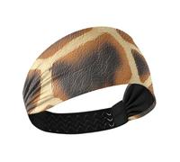 Amooorous Animal Giraffe Skin Texture Print Khaki Black no slip wide headbands for women Elastic sweat band for women for Daily use Cycling Volleyball bandas para el cabello de mujer