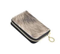 Amooorous Animal Porcupine Fur Print Brown Leather Card Wallet for Men with Cion Purse RFID Blocking Womens Card Holder carteras para Mujer