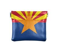 Amooorous Arizona State Flag Az Blue Red Women's Small Leather Change Purse Fancy Mini Purse Wallet for Women, Arizona State Flag AZ blue red, One Size