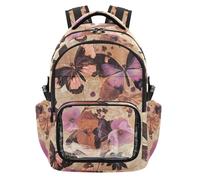 Amooorous Art Geranium Butterfly Rose Gold Kids Clear Backpacks Lightweight Casual See Through Bag Backpack for School College Travel, Age 7-18 mochila de viaje para nina