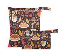 Amooorous Autumn Cake Turkey Fall Leaves mess-proof wet bags 2 Pack diaper bag essential items with handles for travel, yoga