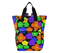 Amooorous Baby Bag for Girls & Boys Diaper Bag Backpack for Moms Dads Retro 60s Groovy Multicolor Flowers