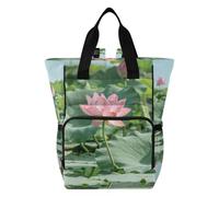 Amooorous Baby Diaper Bag diaper backpack Summer Pink Waterlilies Lake