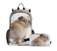 Amooorous Backpack And Lunchbox Set Funny Fat Pug Dog 7-10 | Boy School Backpack With Lunch Box