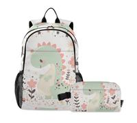 Amooorous Backpack For Boys With Lunch Box Cartoon Baby Dinosaur Childlike Doodle Style Pastel Colors 9-10 years