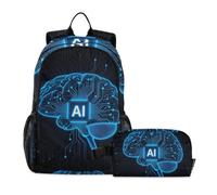 Amooorous Backpack With Lunch Bag Ai Blue Brain 9-10 years