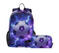 Amooorous Backpack With Lunch Box Boys Epic Lightning Soccer Ball 10-12